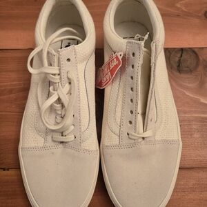 Vans Old Skool Off White Cream Woven Pattern - New Womens Size 9.5 Mens Size 8